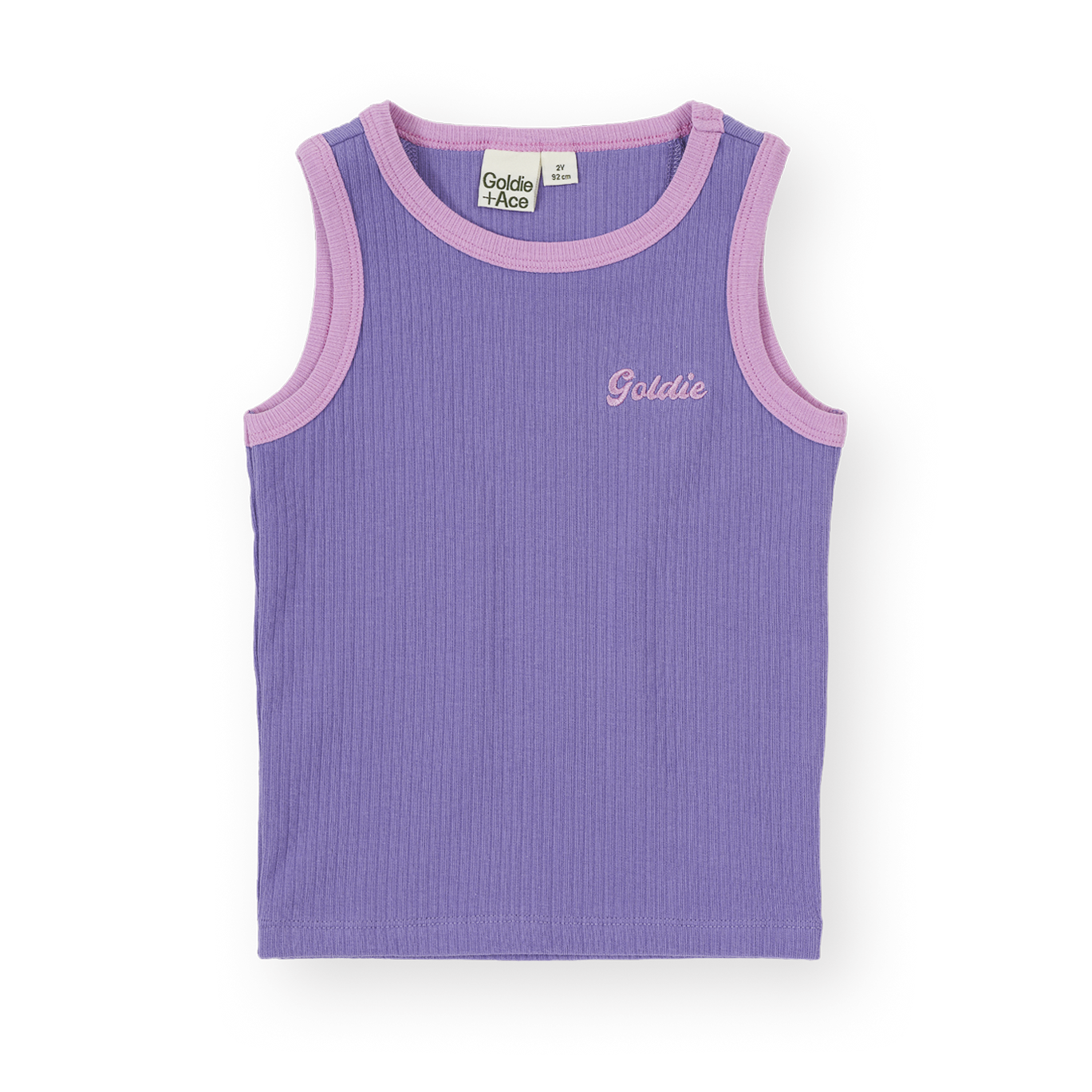 Embroidered Colour Pop Rib Singlet Purple