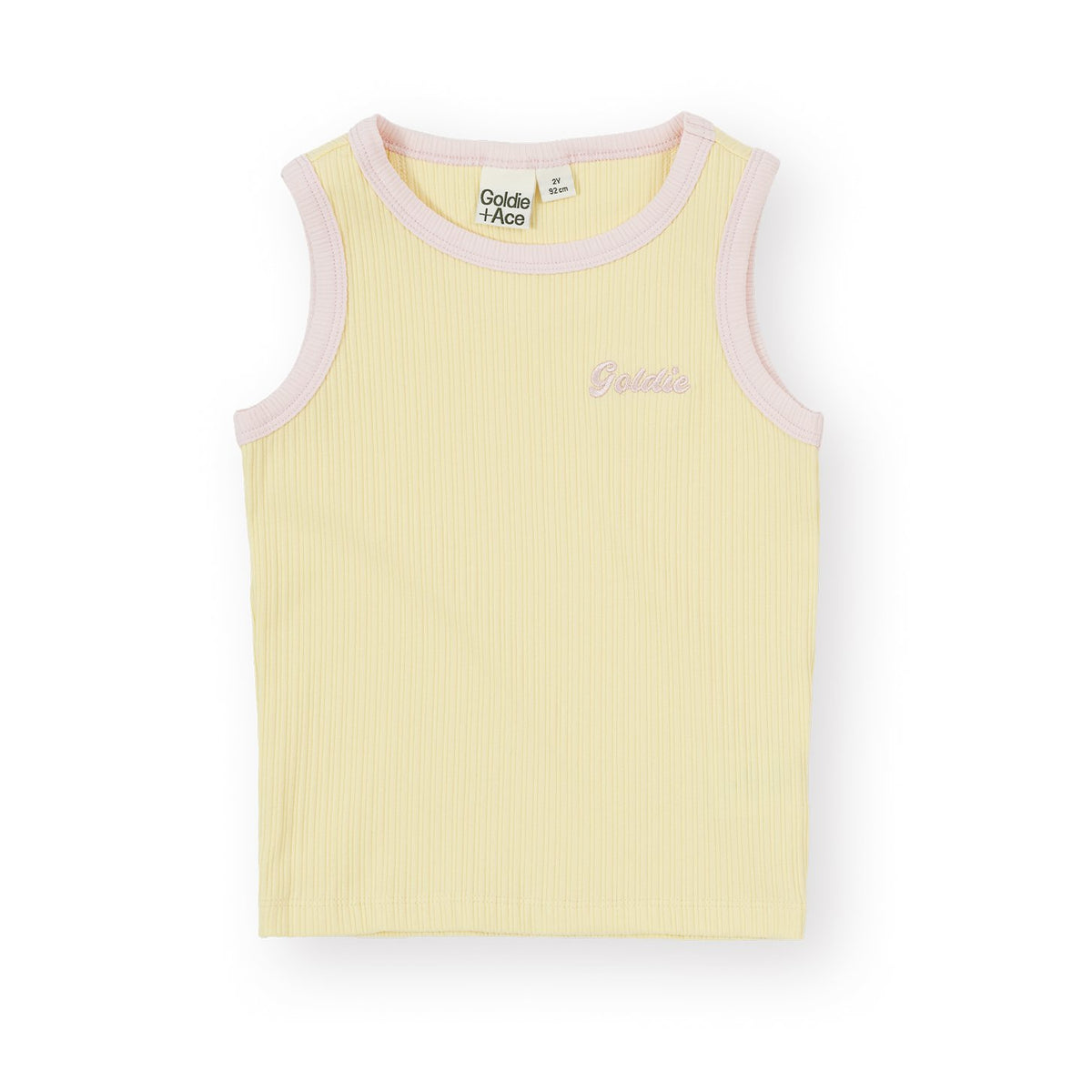 Embroidered Colour Pop Rib Singlet Yellow
