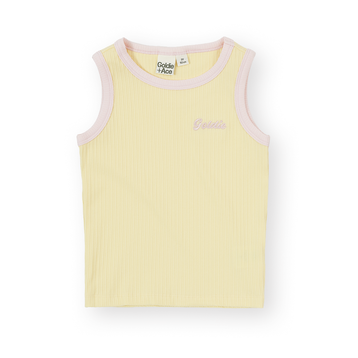 Embroidered Colour Pop Rib Singlet Yellow