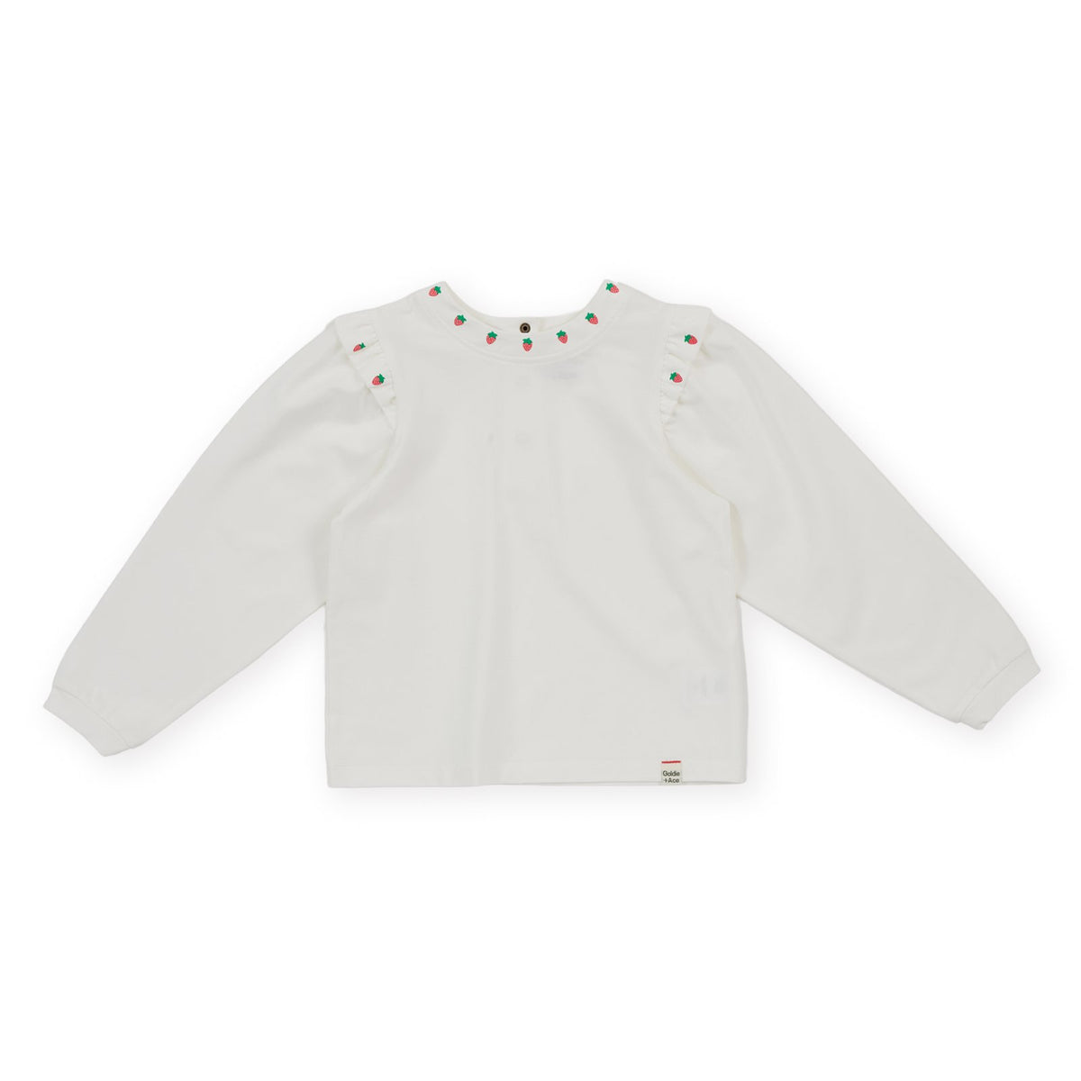 Goldie &amp; Ace Mini Strawberry Long Sleeve Top, product flat lay
