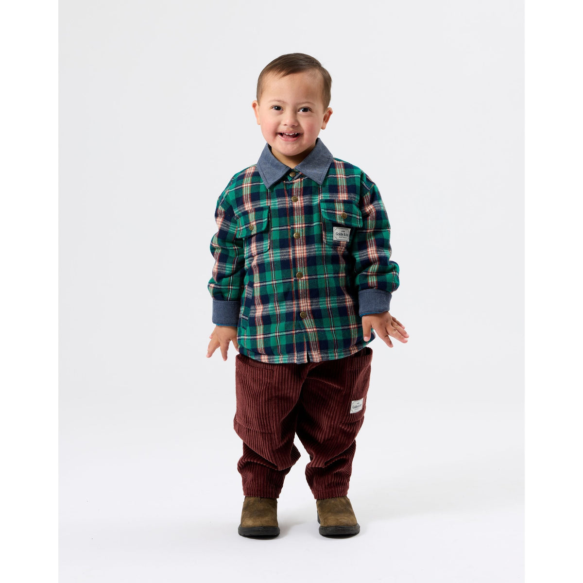 Child wearing Goldie & Ace Check Padded Shacket