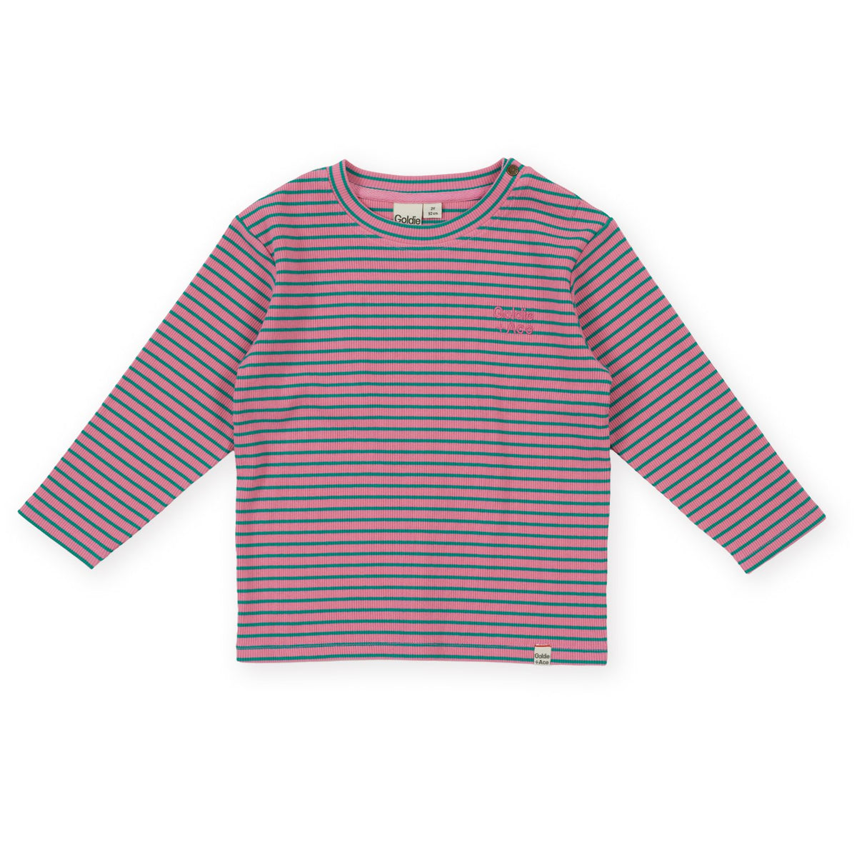Goldie &amp; Ace Essential Stripe Rib Top Pink, product flat lay