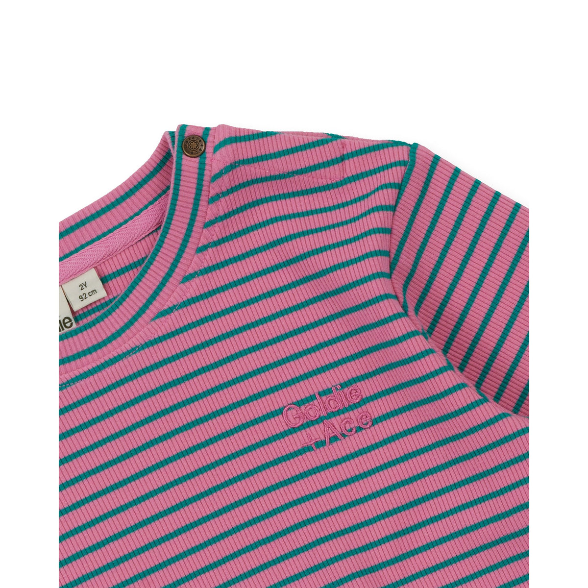 Goldie & Ace Essential Stripe Rib Top Pink, product flat lay 3