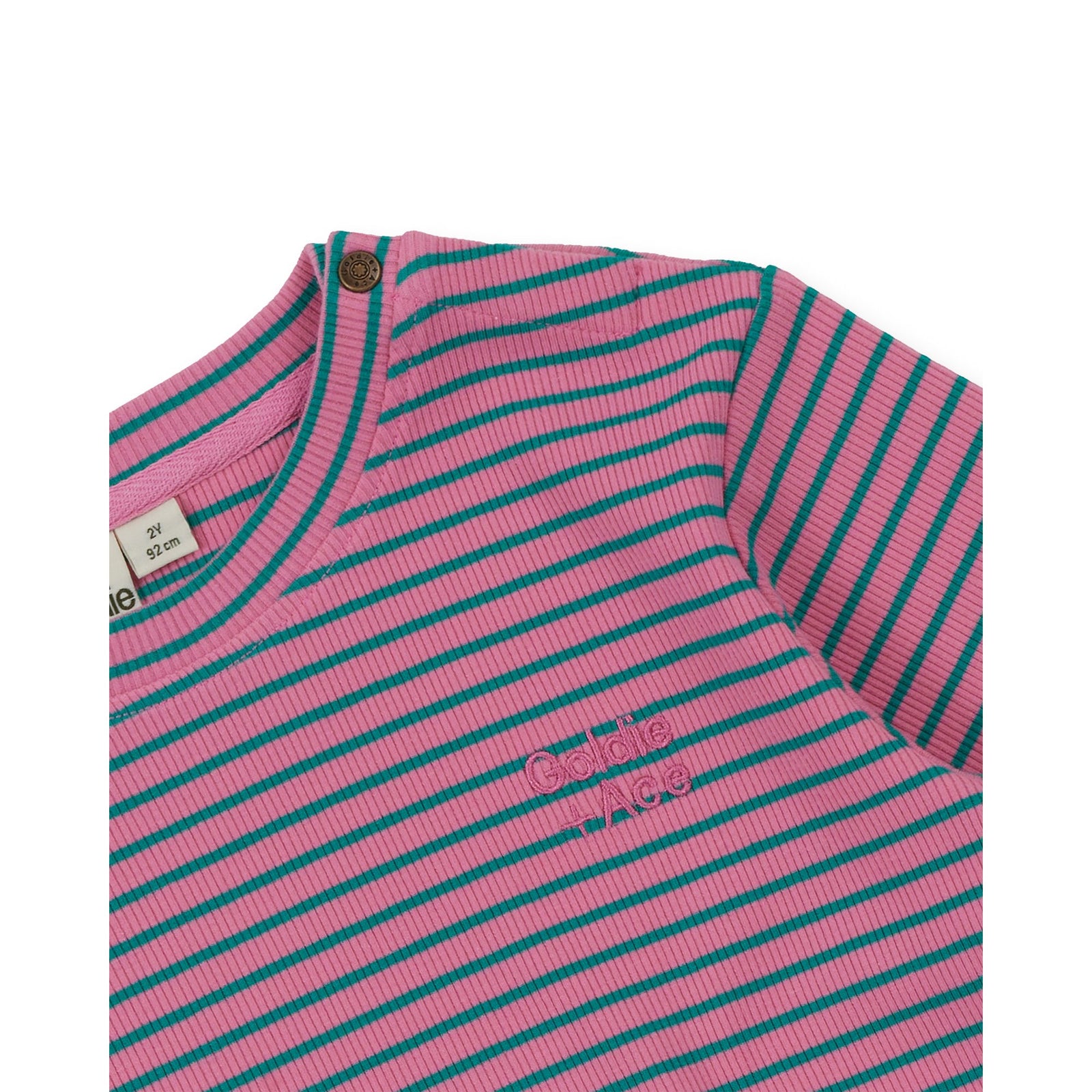 Goldie & Ace Essential Stripe Rib Top Pink, product flat lay 3
