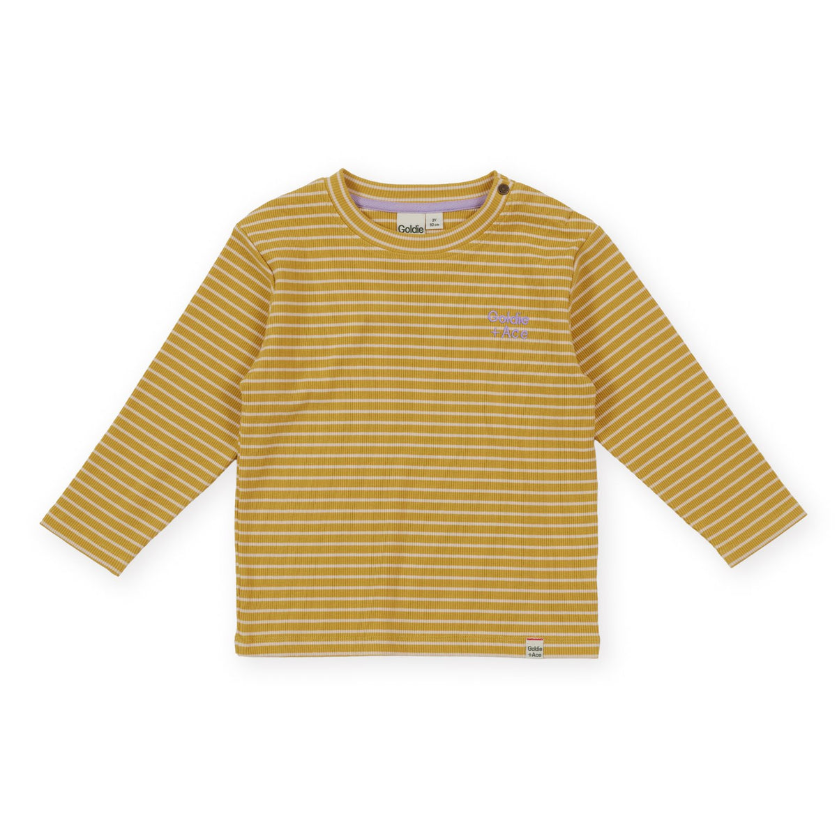 Goldie &amp; Ace Essential Stripe Rib Top Yellow, product flat lay