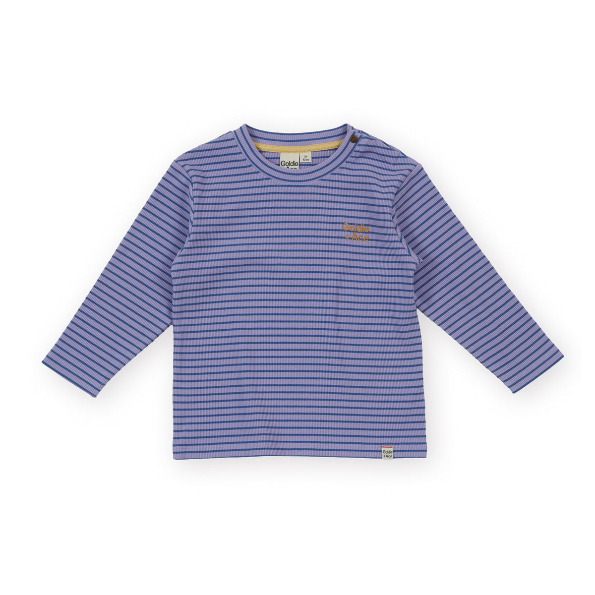 Goldie &amp; Ace Essential Stripe Rib Top Purple, product flat lay