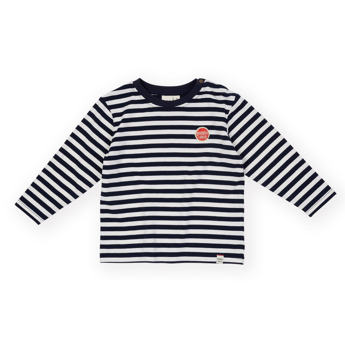 Goldie &amp; Ace Essential Stripe Long Sleeve Top Navy, product flat lay
