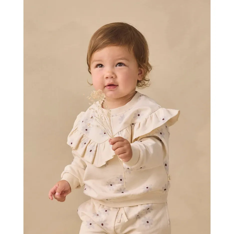 Ruffle Fleece Sweatshirt Blue Daisy
