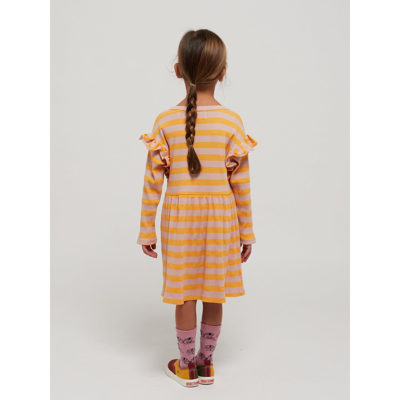 Horizontal Stripes Ruffles Dress