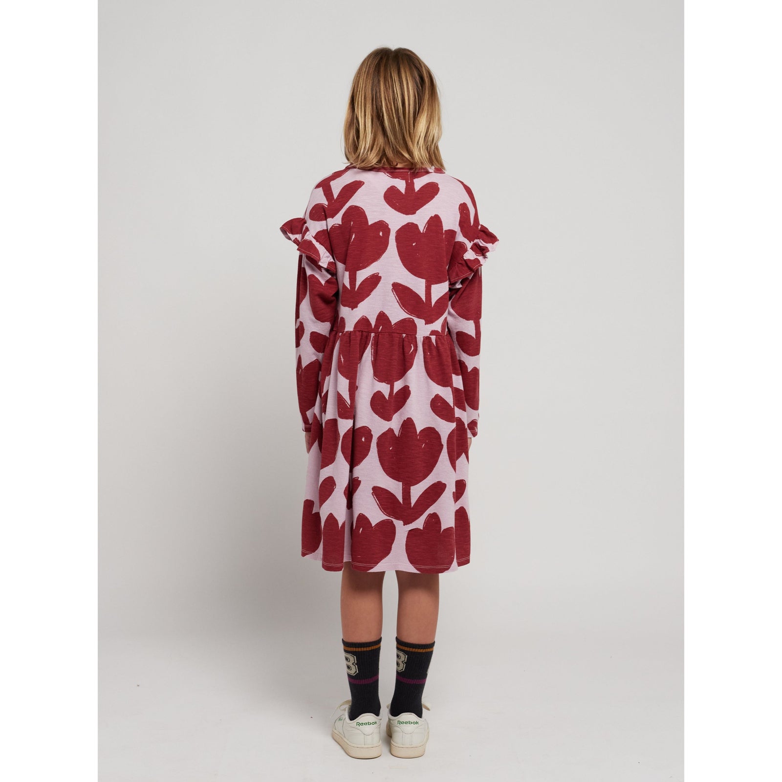 Retro Flowers All Over Ruffle Dress