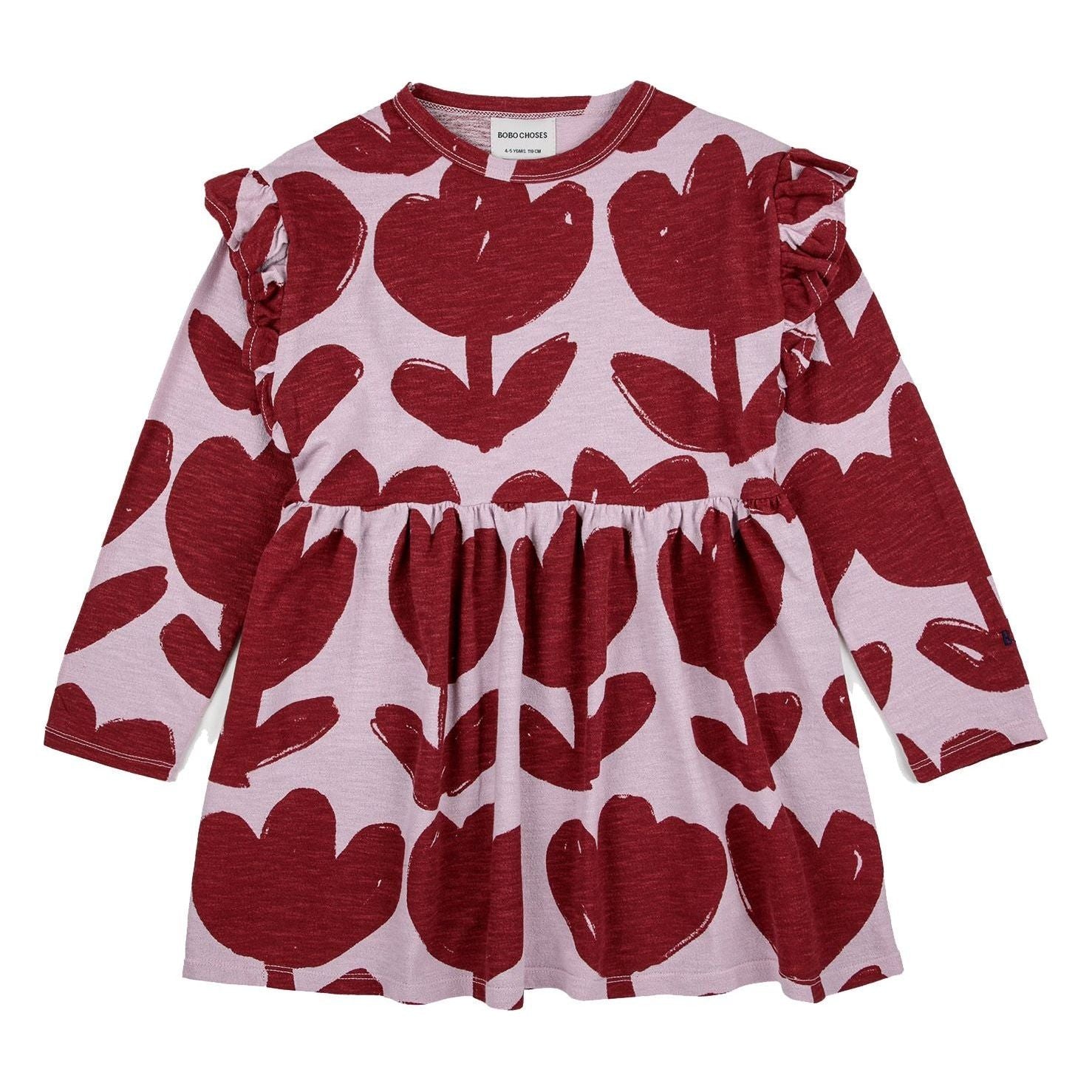 Retro Flowers All Over Ruffle Dress