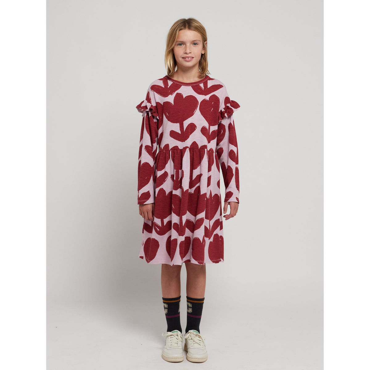 Retro Flowers All Over Ruffle Dress