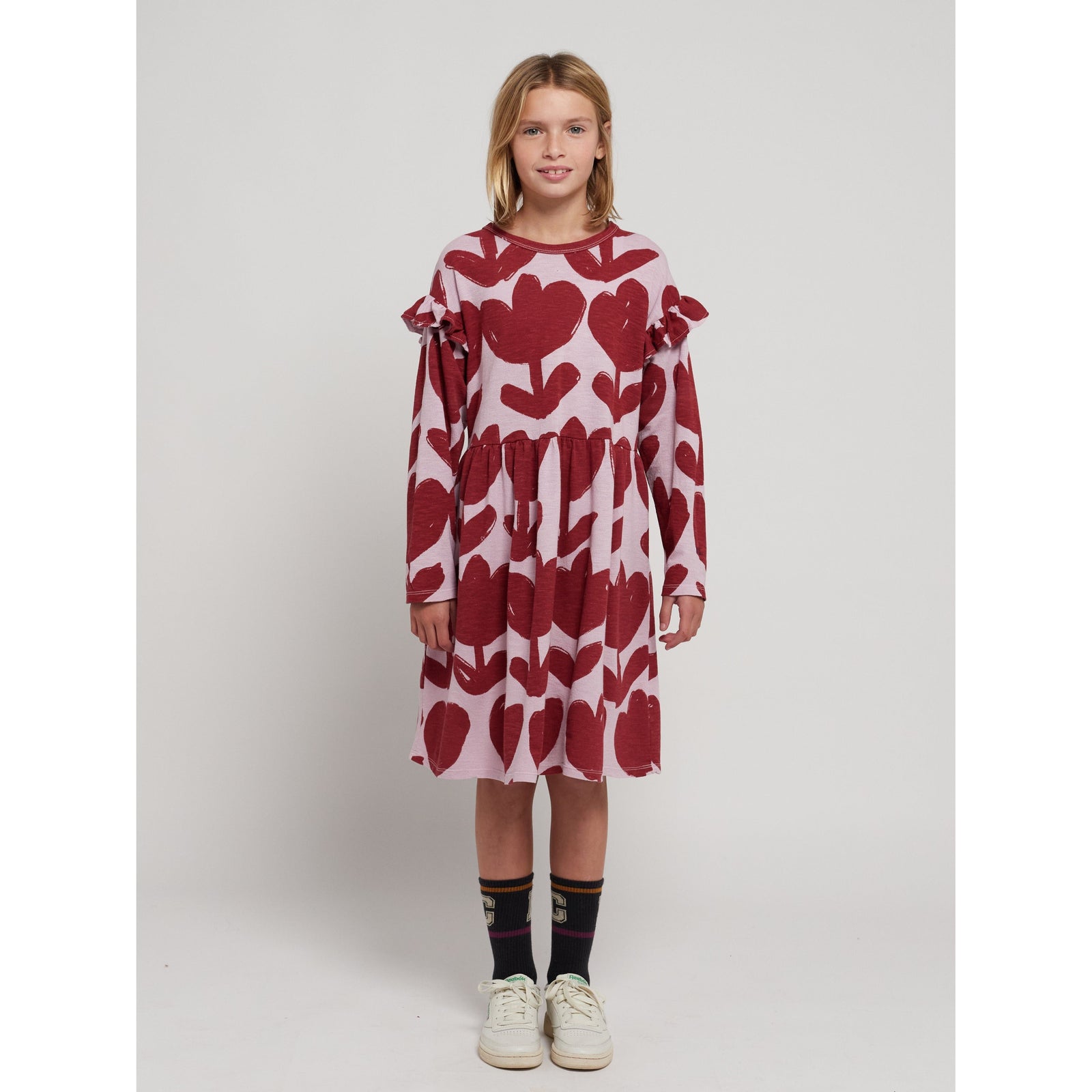 Retro Flowers All Over Ruffle Dress