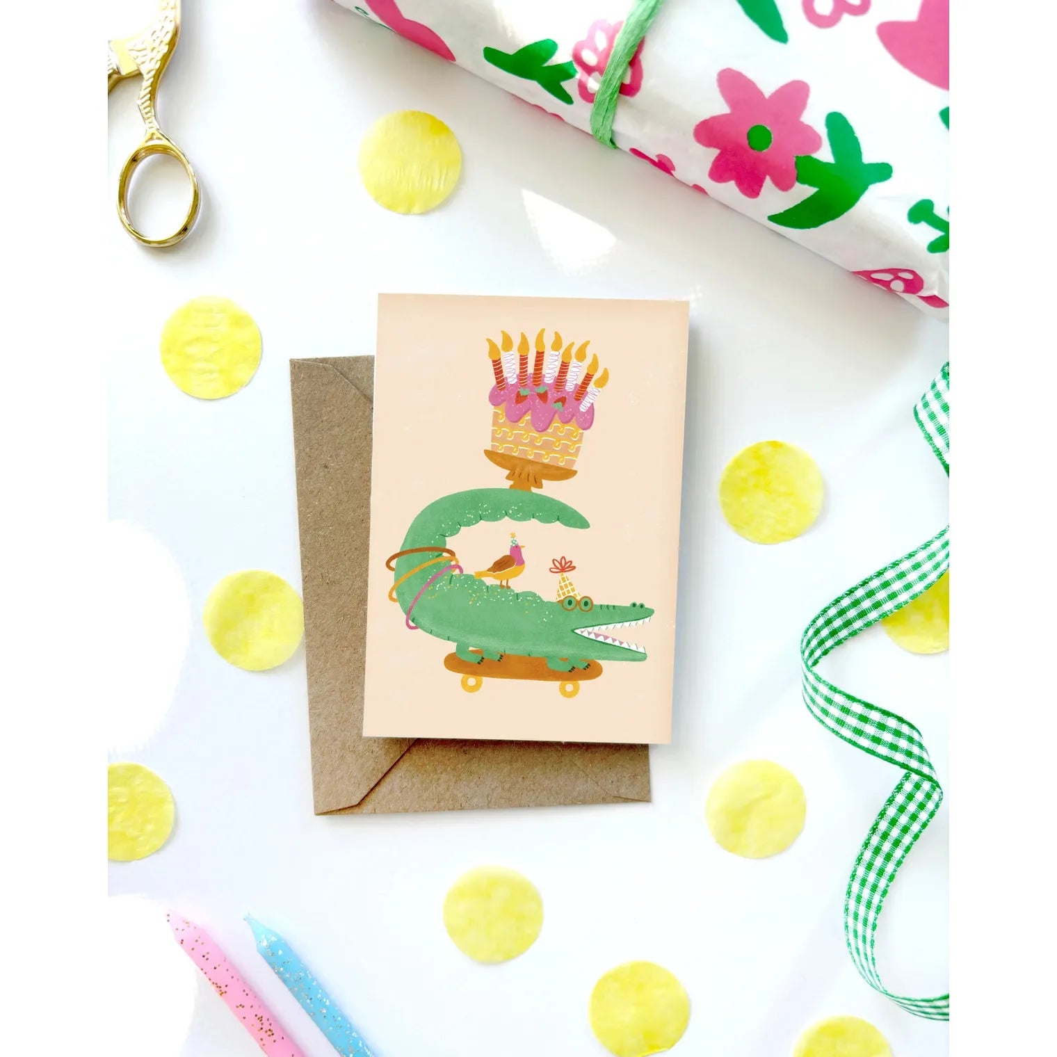 Crocodile Mini Card - Illustrated Cute Kids Birthday Fun
