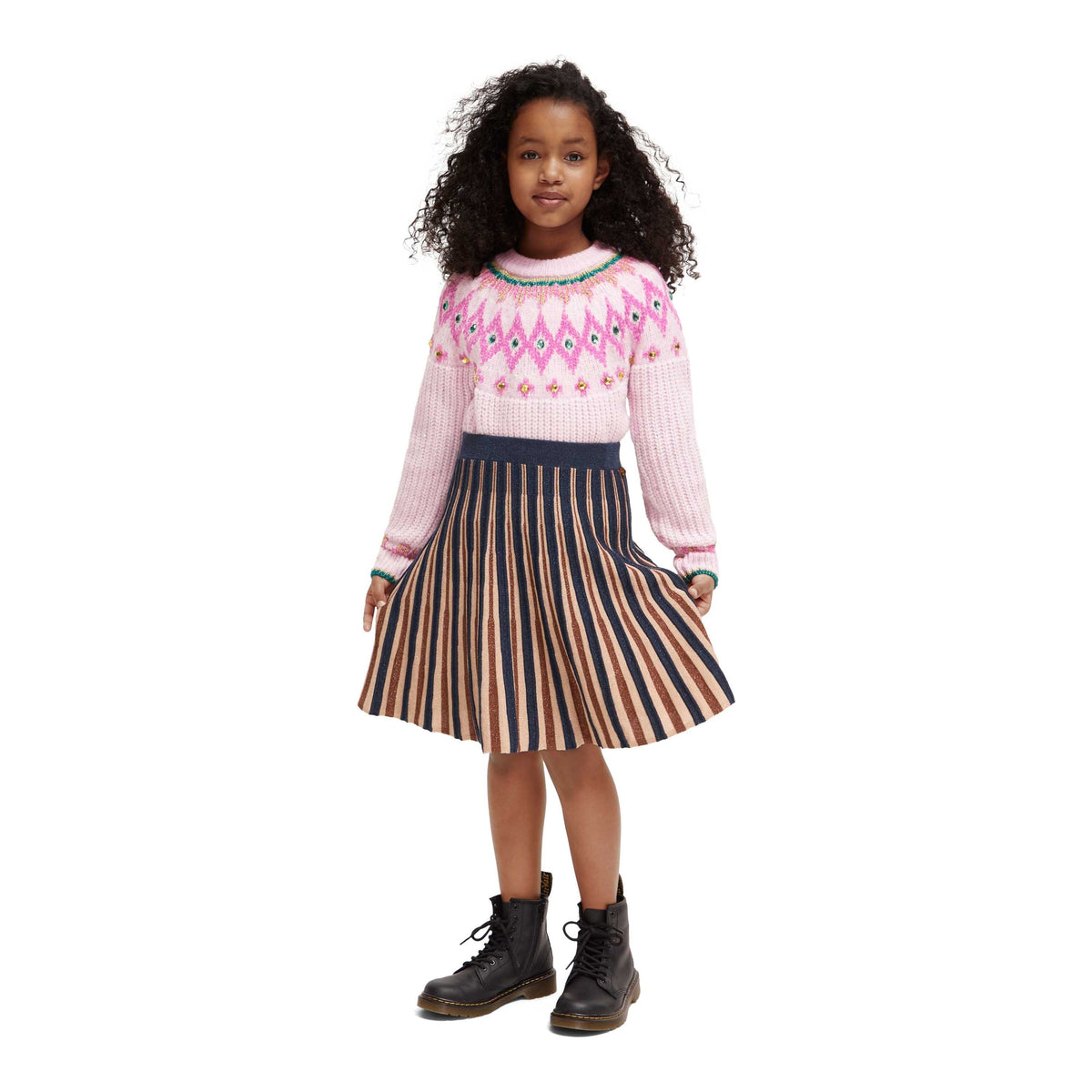 Intarsia Rhinestone Pullover