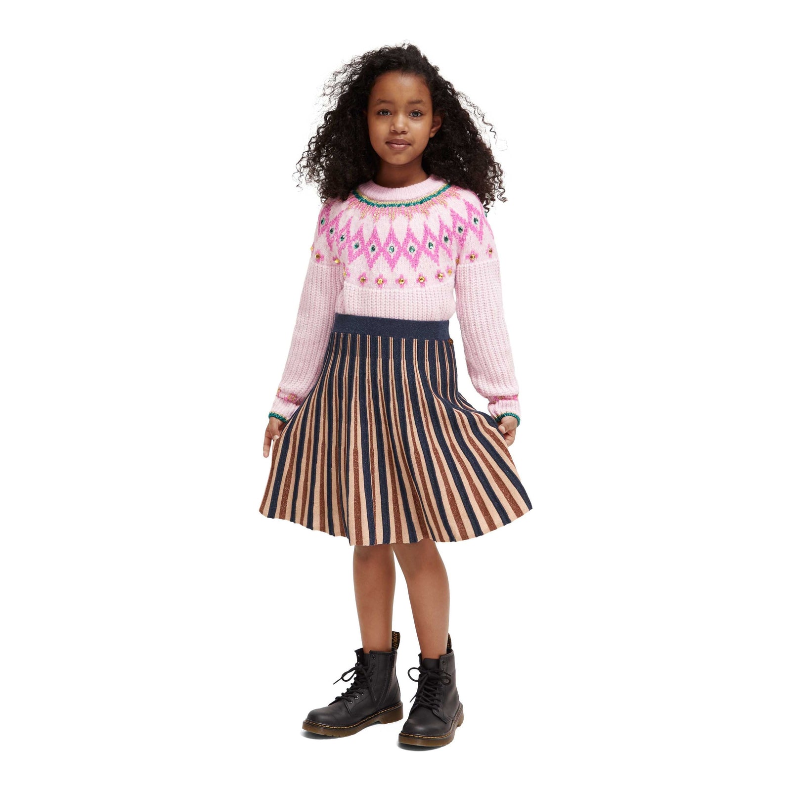 Intarsia Rhinestone Pullover