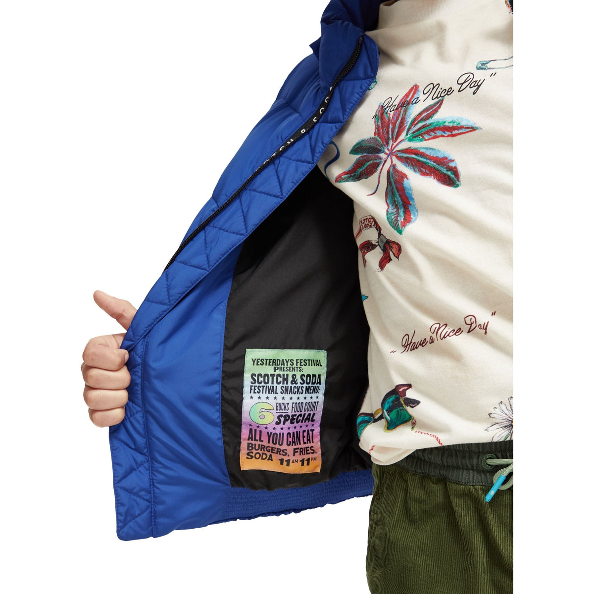 Water-Repellent Hooded Jacket - Cobalt