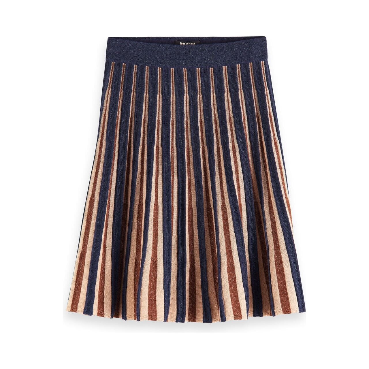 Pleated Knitted Glitter Midi Skirt