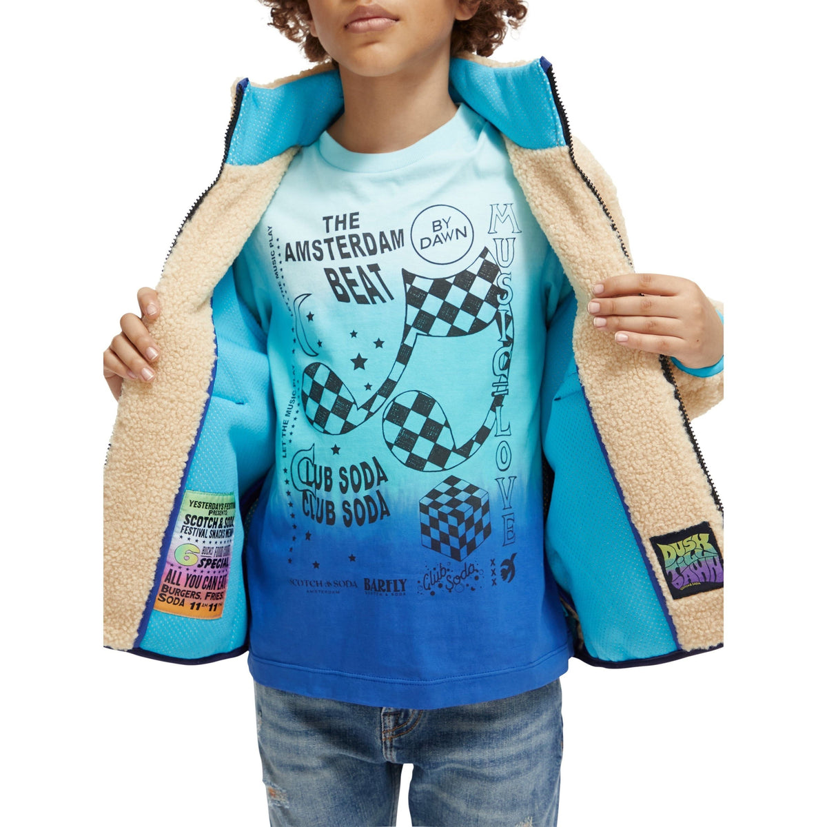 Contrast Pocketed Teddy Jacket