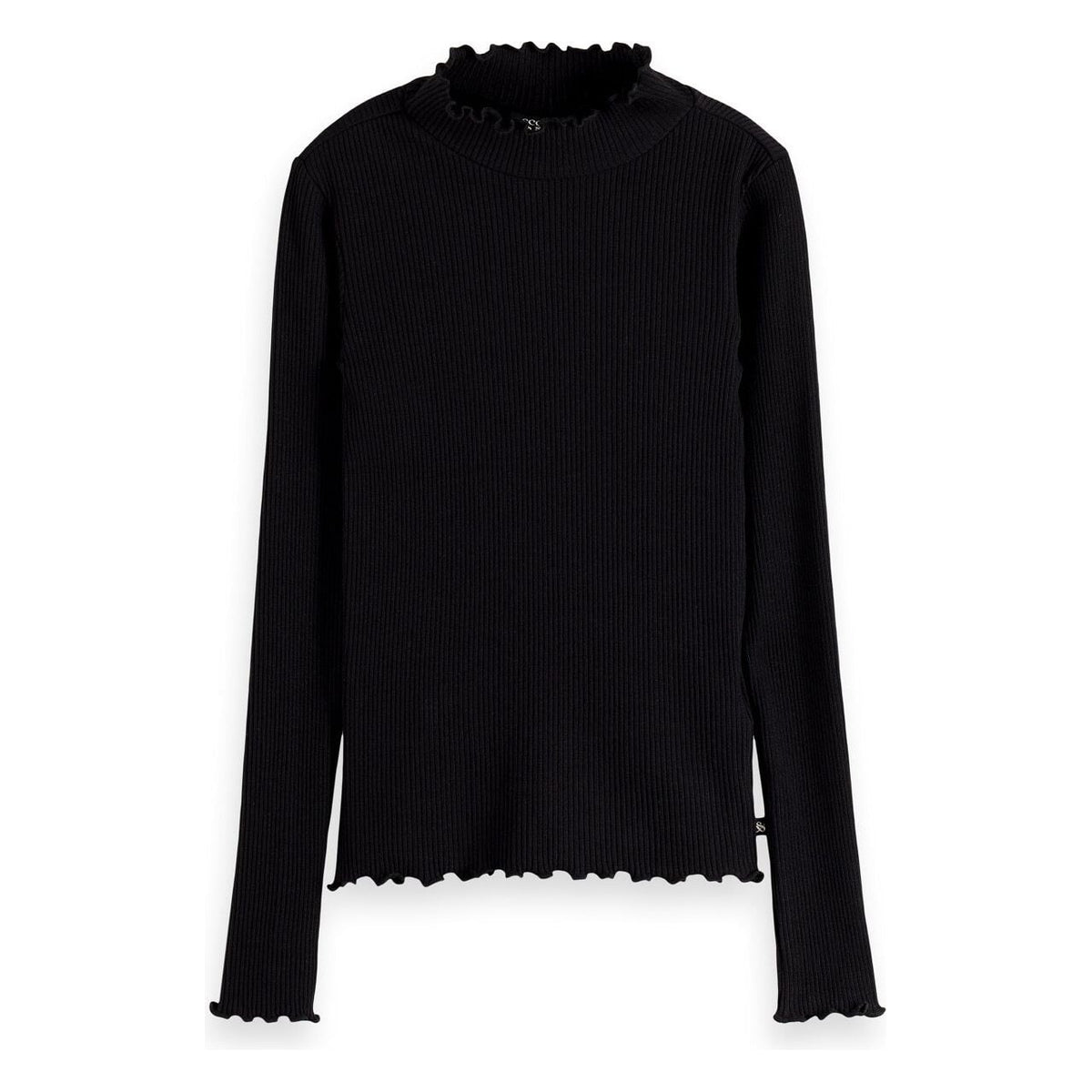 High-Neck Fitted Long-Sleeved T-Shirt