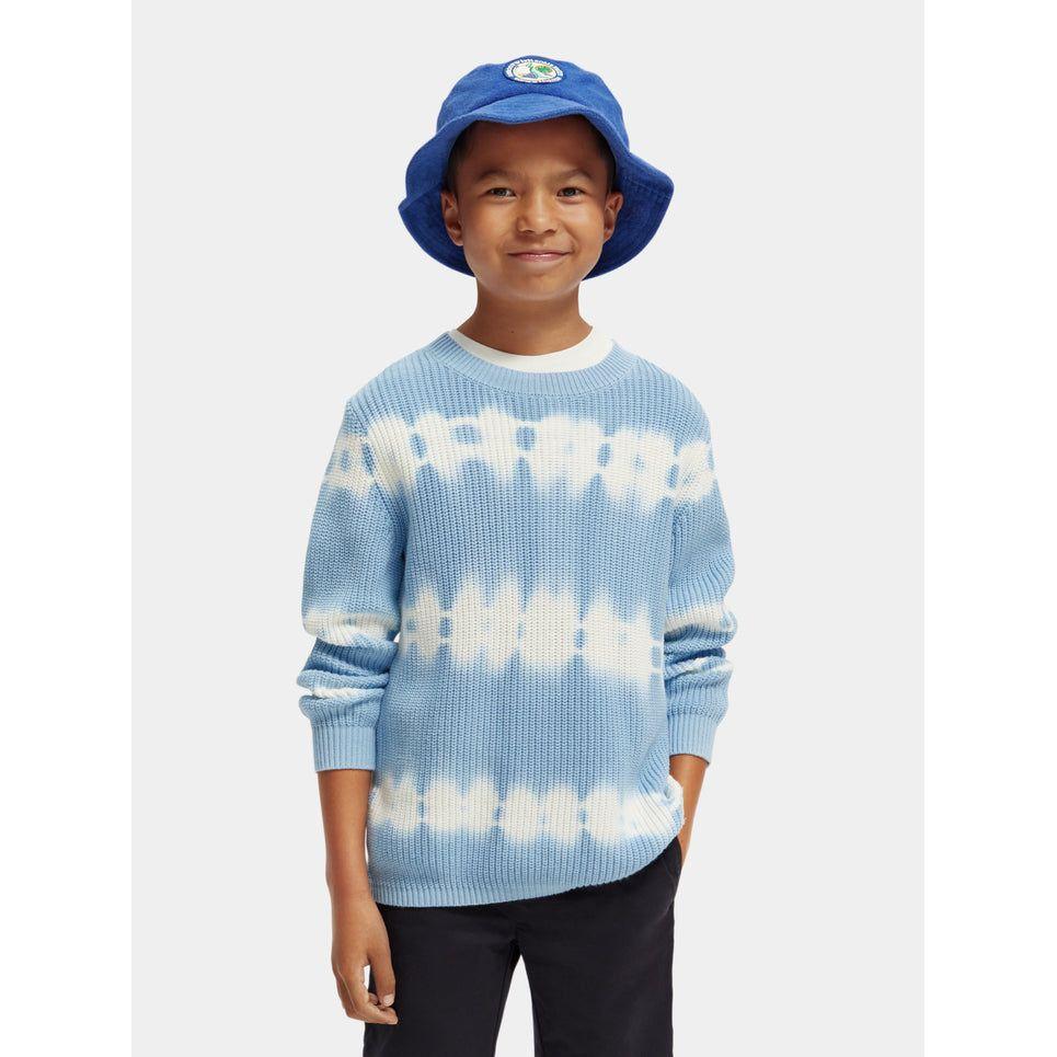 Tie-Dye Rib Knit Organic Cotton Sweater - Cornflower