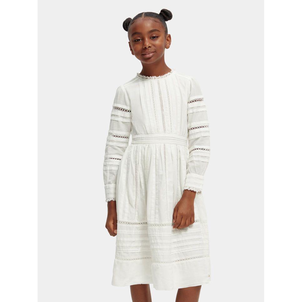 Long-Sleeved Organic Cotton Midi Dress - Off White
