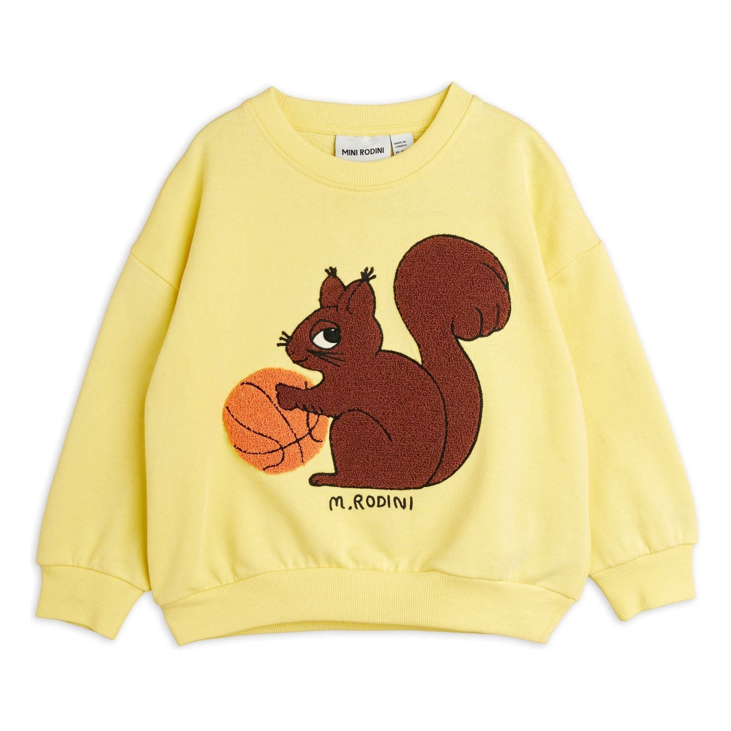 mini rodini squirrel dress Squirrel Chenille Emb Sweatshirt - Yellow