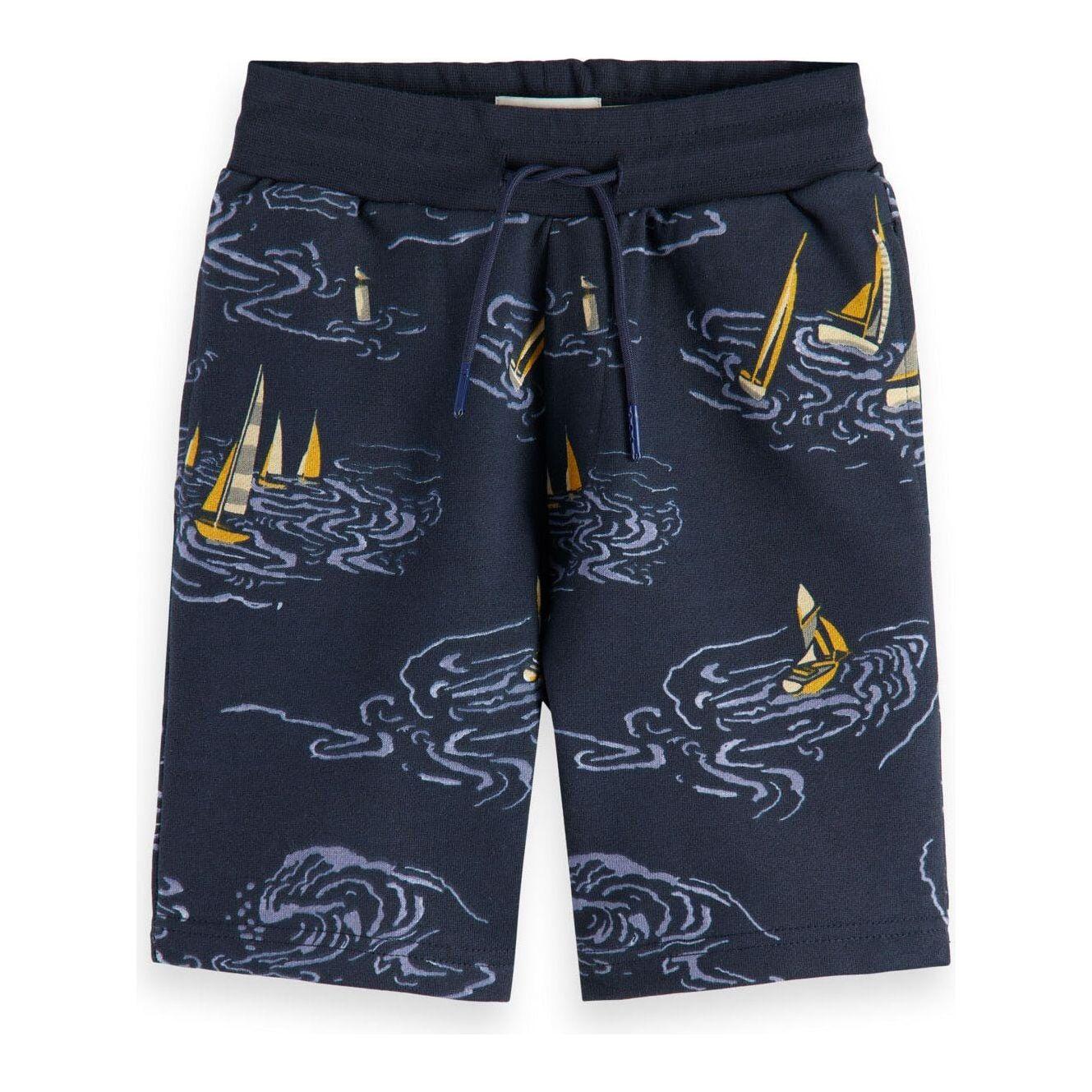 Printed Sweatshorts - Sailboats Night