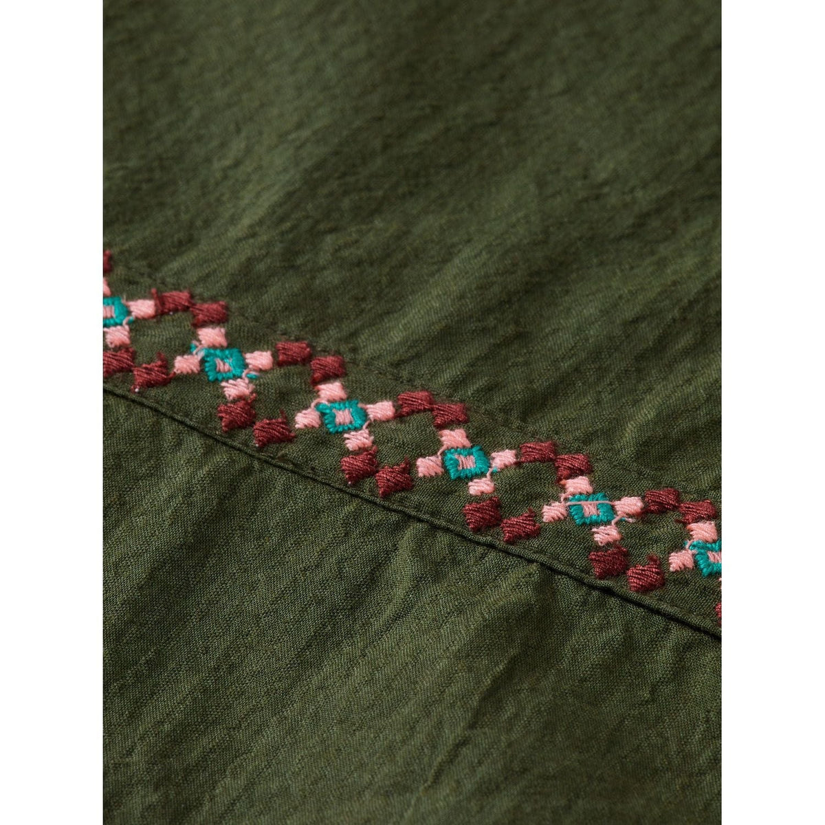 Embroidered Kaftan Dress - Seaweed Green