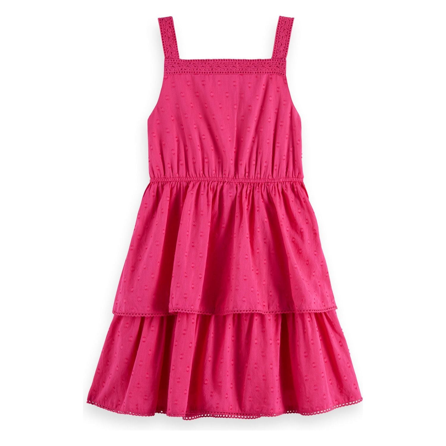 Sleeveless Clip Jacquard Dress - Fun Fuchsia