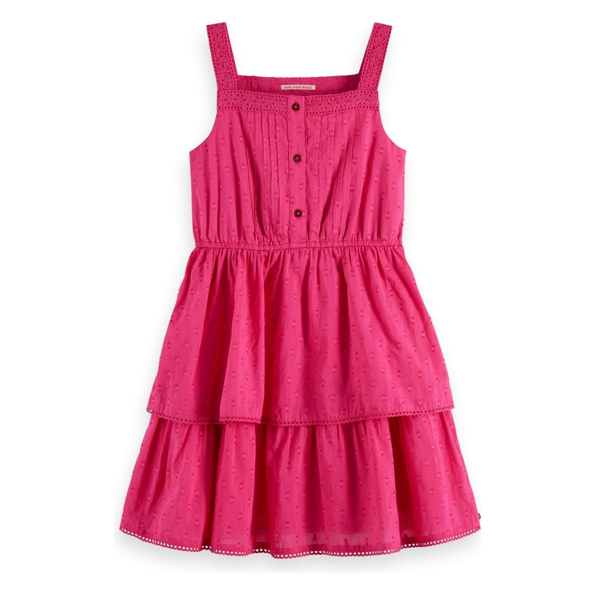 Sleeveless Clip Jacquard Dress - Fun Fuchsia