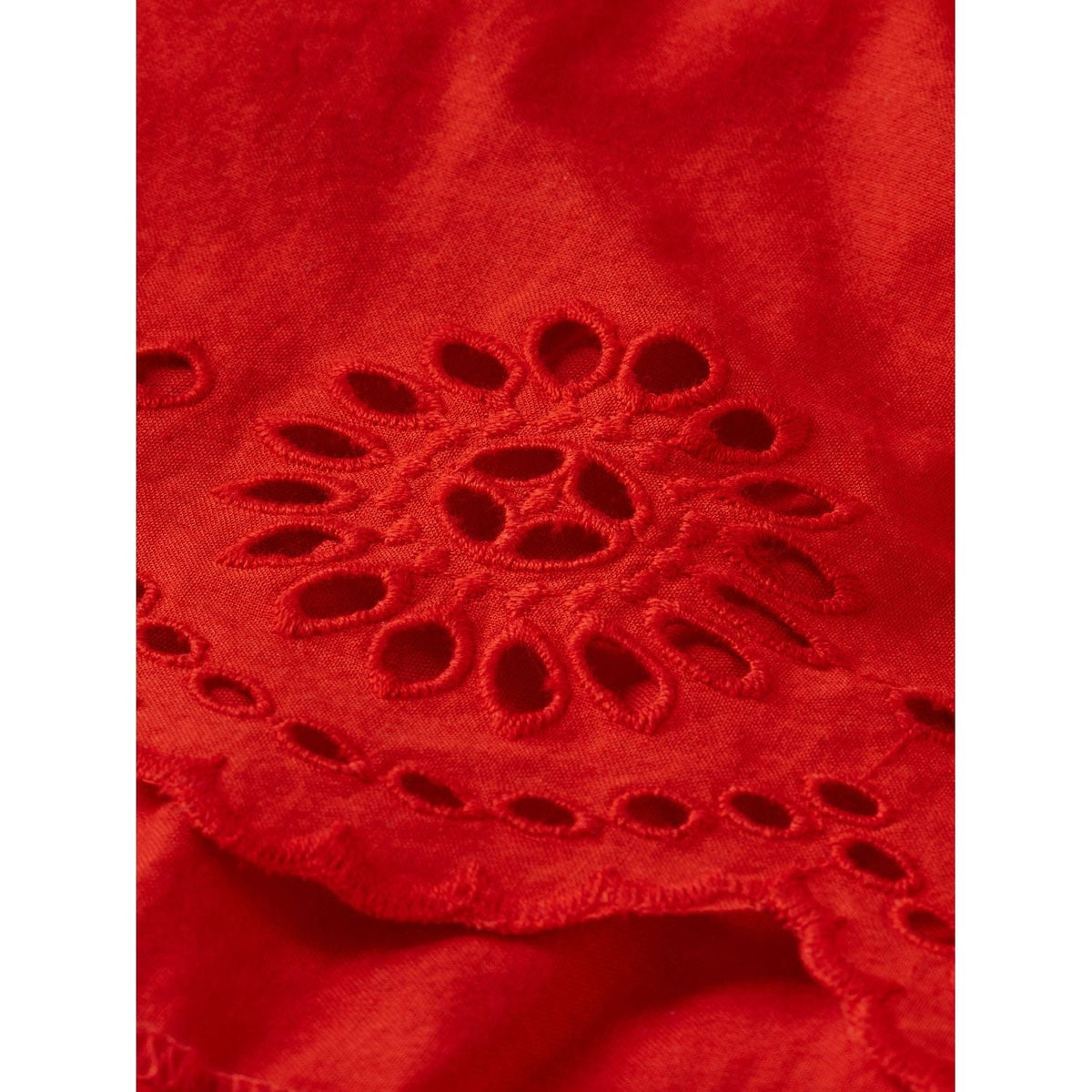 Layered Midi Broderie Anglaise Dress - Lobster Red