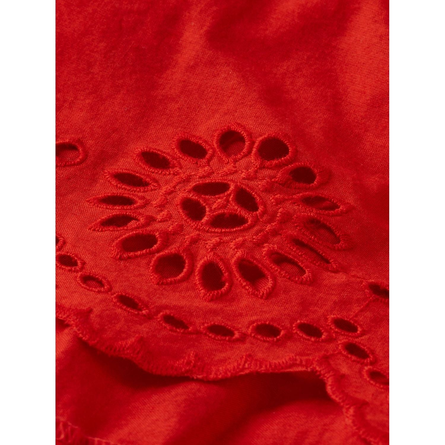 Layered Midi Broderie Anglaise Dress - Lobster Red