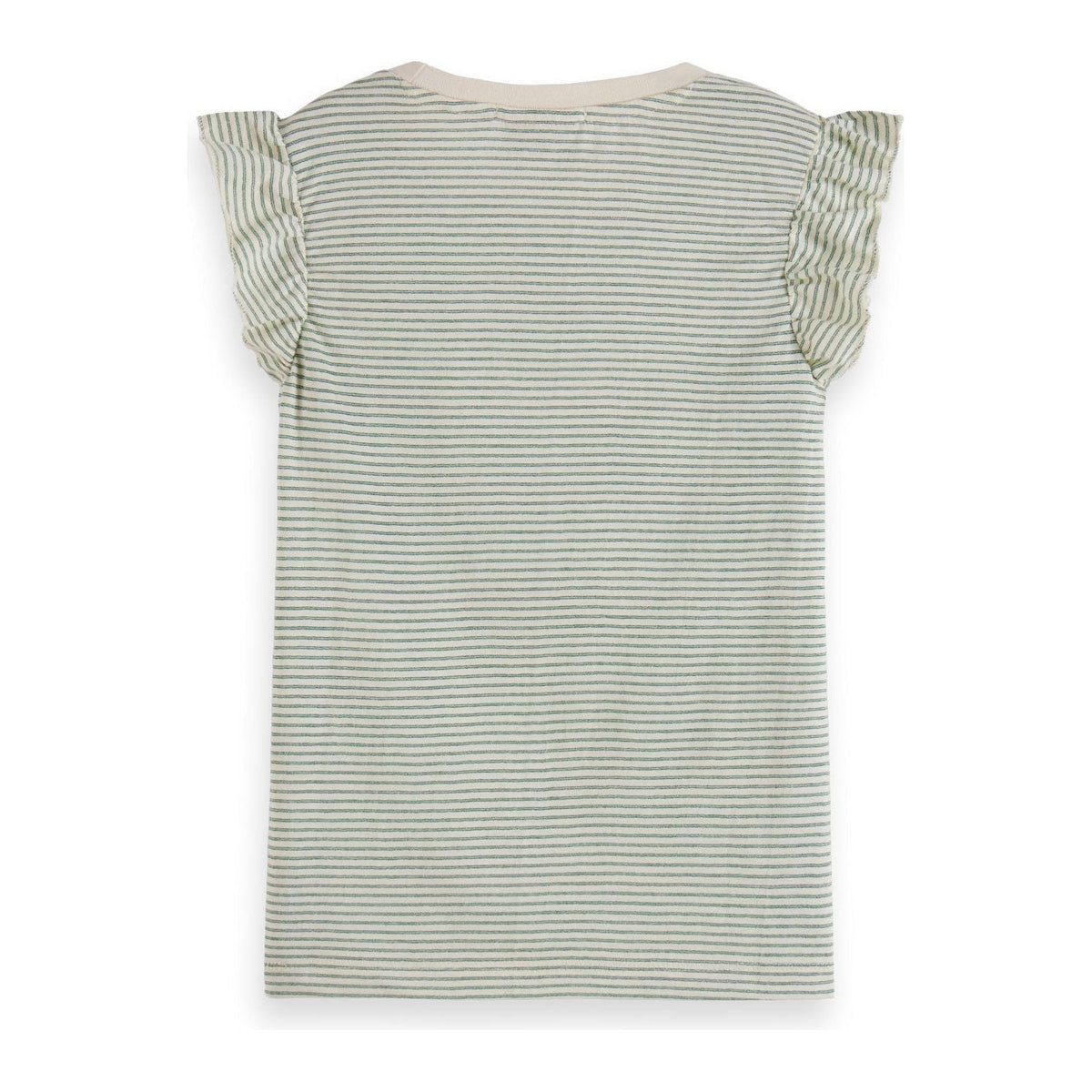 Ruffle Detail Lurex Stripe T-Shirt