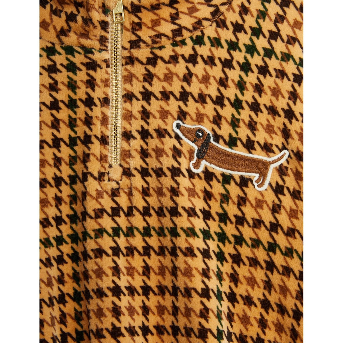 Dog Houndstooth Aop Velour Halfzip Sweatshirt