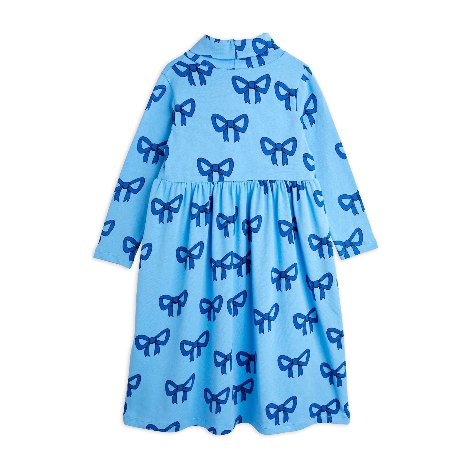 Bow Aop Ls Dress - Blue
