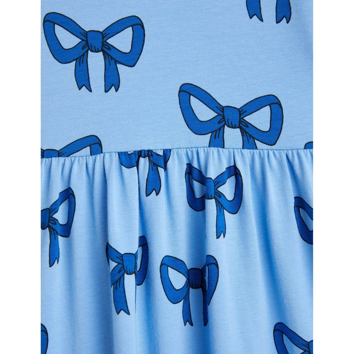 Bow Aop Ls Dress - Blue
