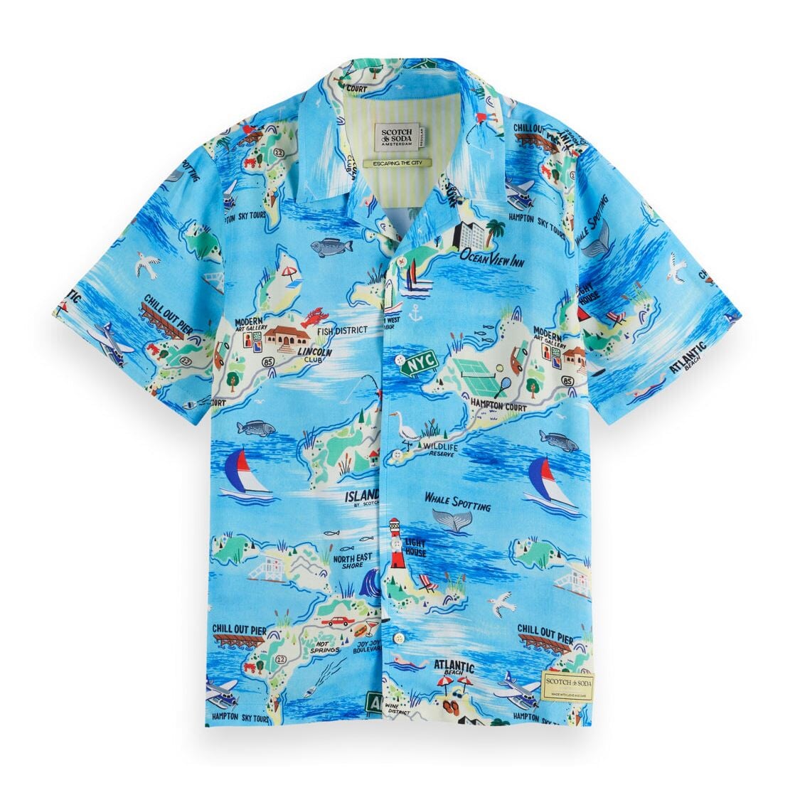 Kids - Printed Viscose Shirt - Hampton Islands Blue