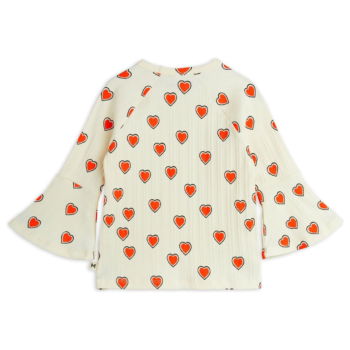 Outlined Hearts Trumpet Sleeve Top