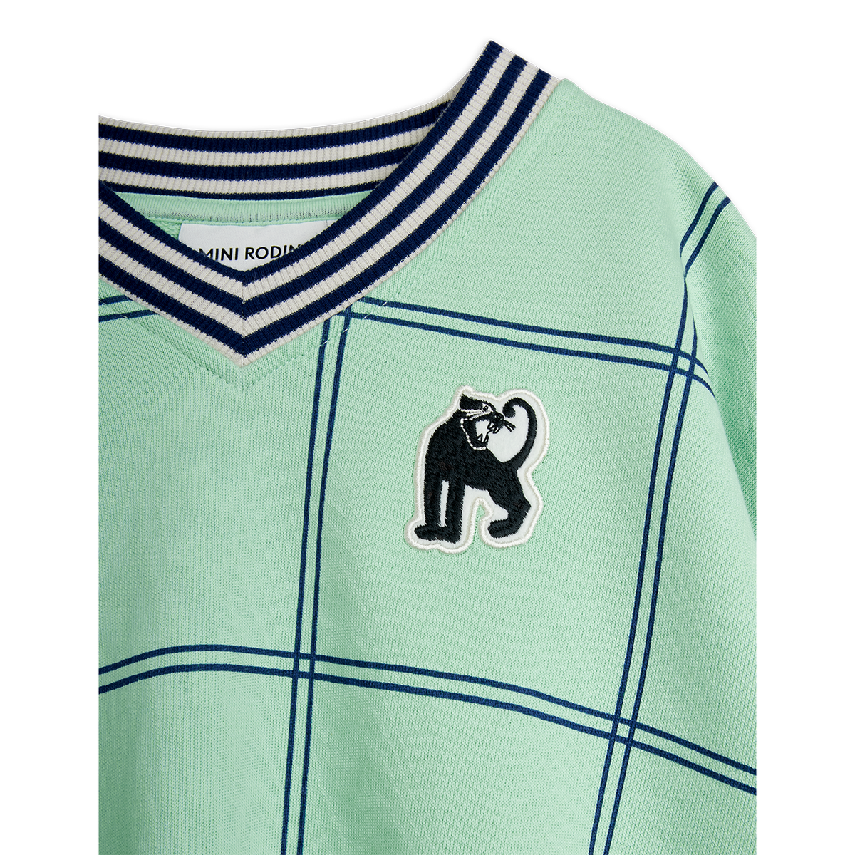 Check Aop Panther Patch Sweatshirt - Green