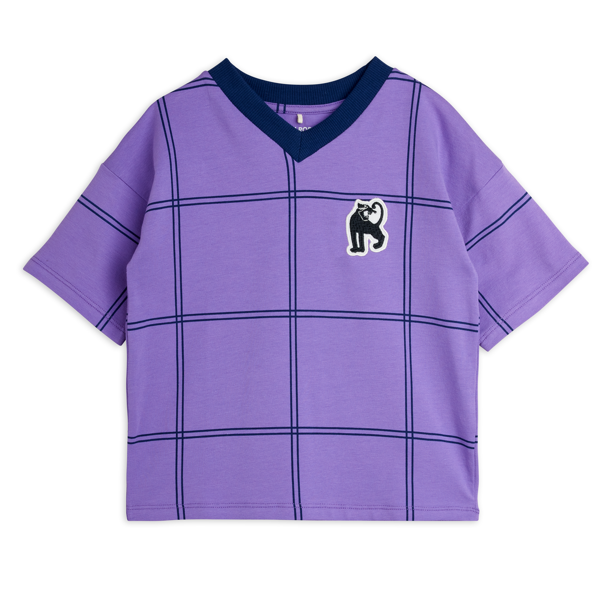Check Aop Panther Patch Ss Tee - Purple
