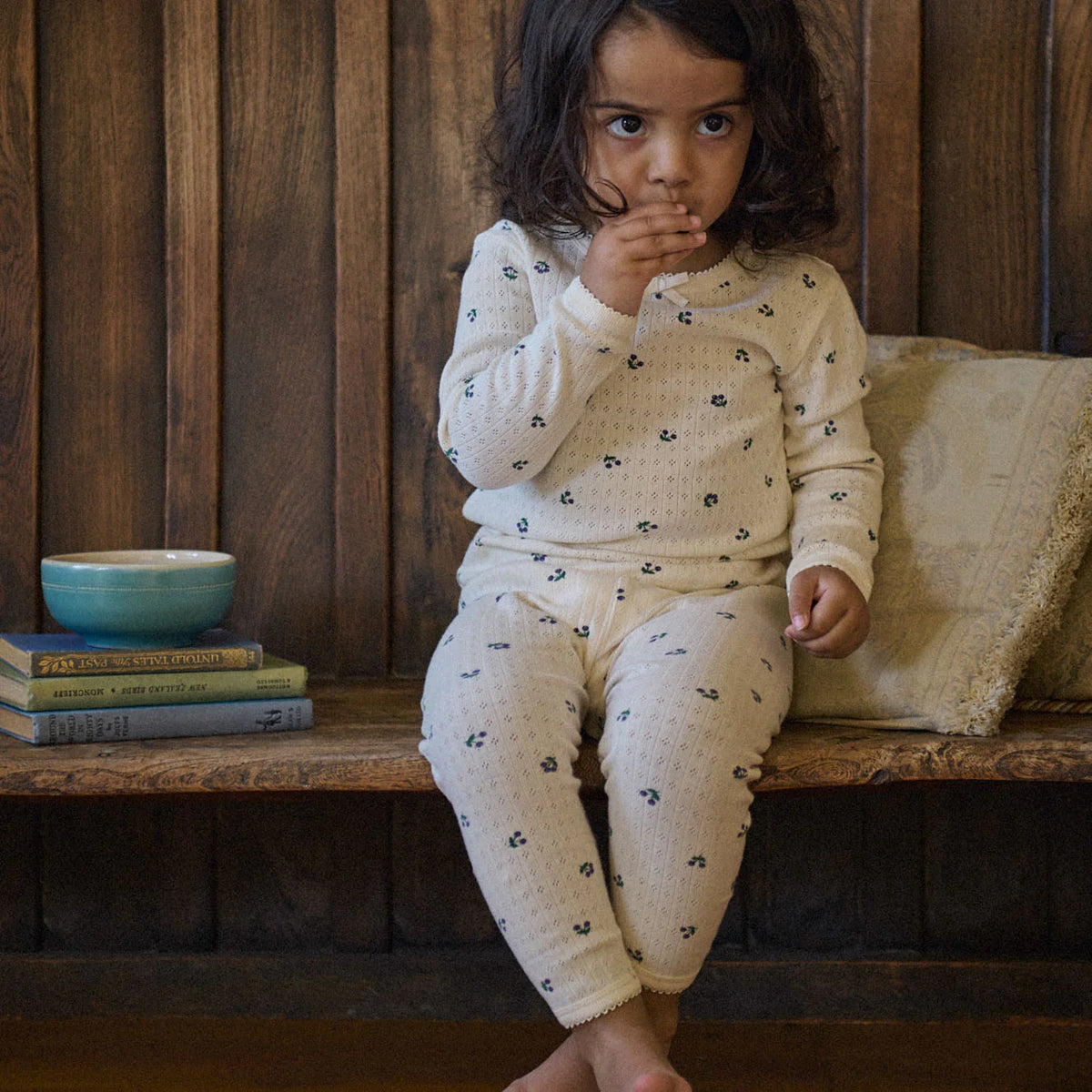 2Pc Long Sleeve Pyjama Set Pointelle - Winter Berry Print