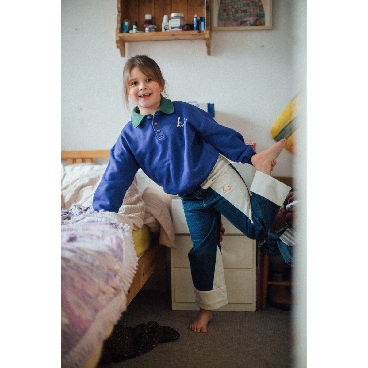 Bc Contrast Color Straight Denim Pants