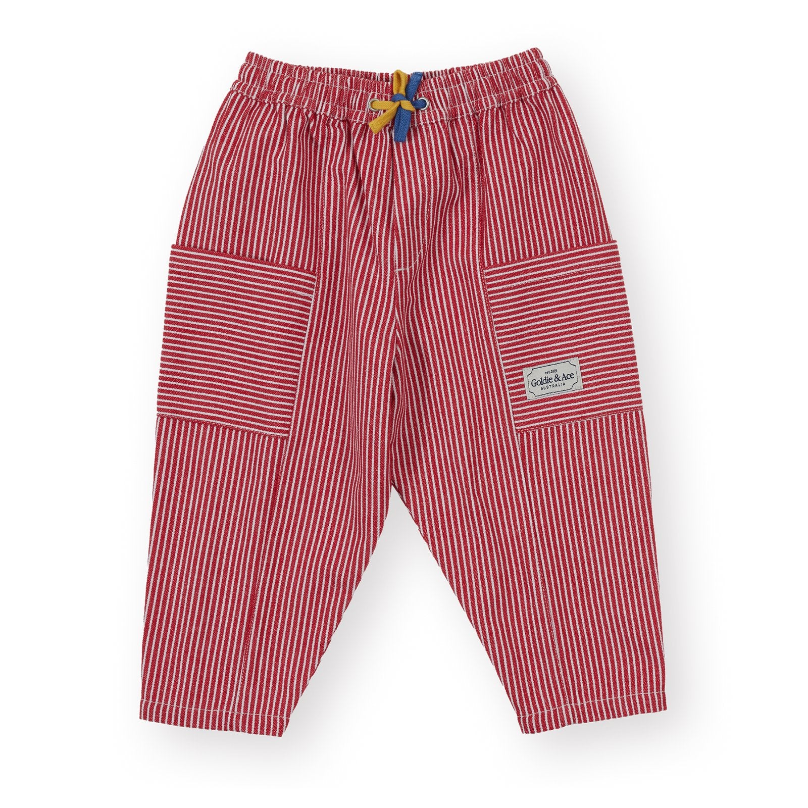 Goldie & Ace Twist Stripe Kit Pocket Pant Red, product flat lay