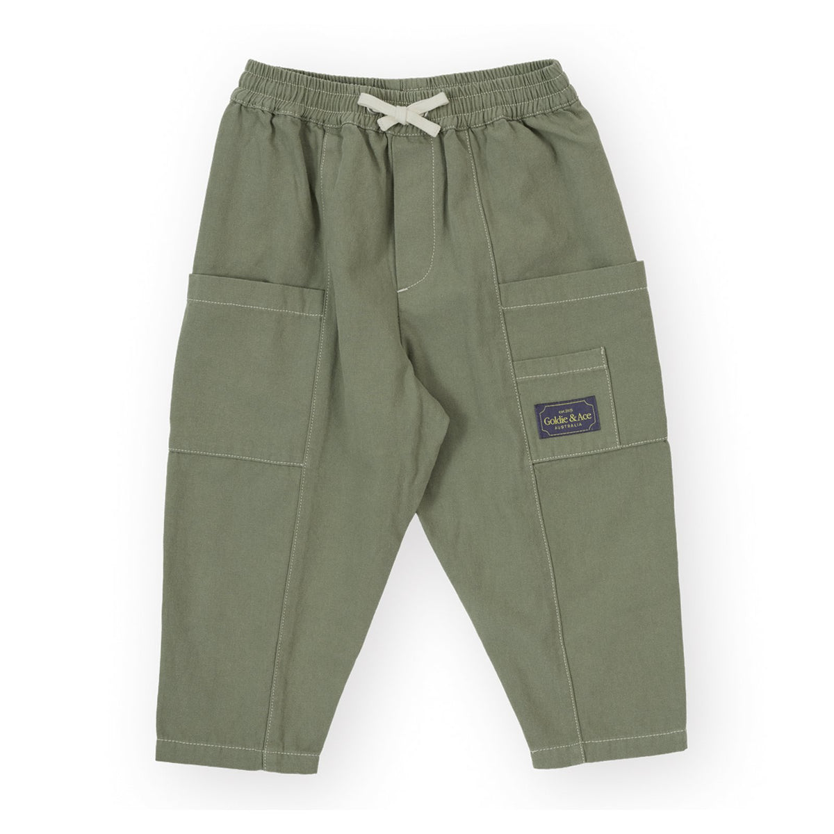 Goldie &amp; Ace Carpenter Utility Kit Pocket Pant Sage, product flat lay