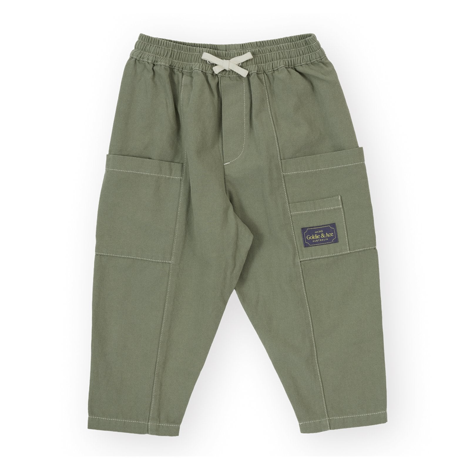 Goldie & Ace Carpenter Utility Kit Pocket Pant Sage, product flat lay