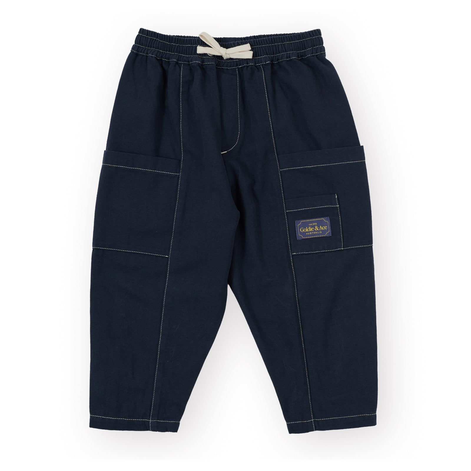 Goldie & Ace Carpenter Utility Kit Pocket Pant Navy, product flat lay