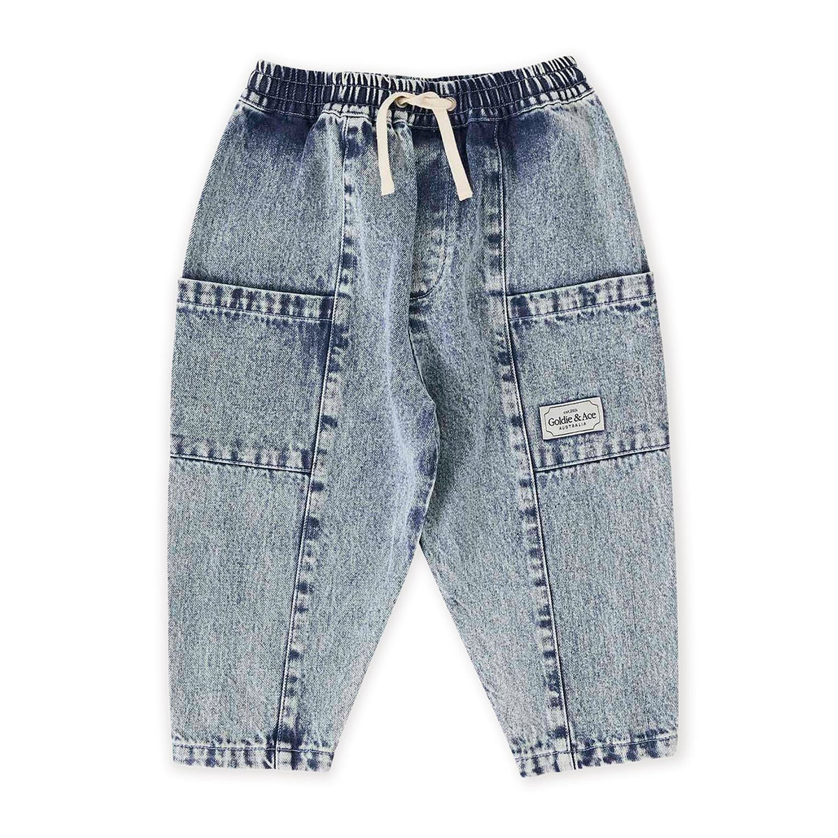 Goldie &amp; Ace Kit Denim Pocket Pant Light Denim, product flat lay