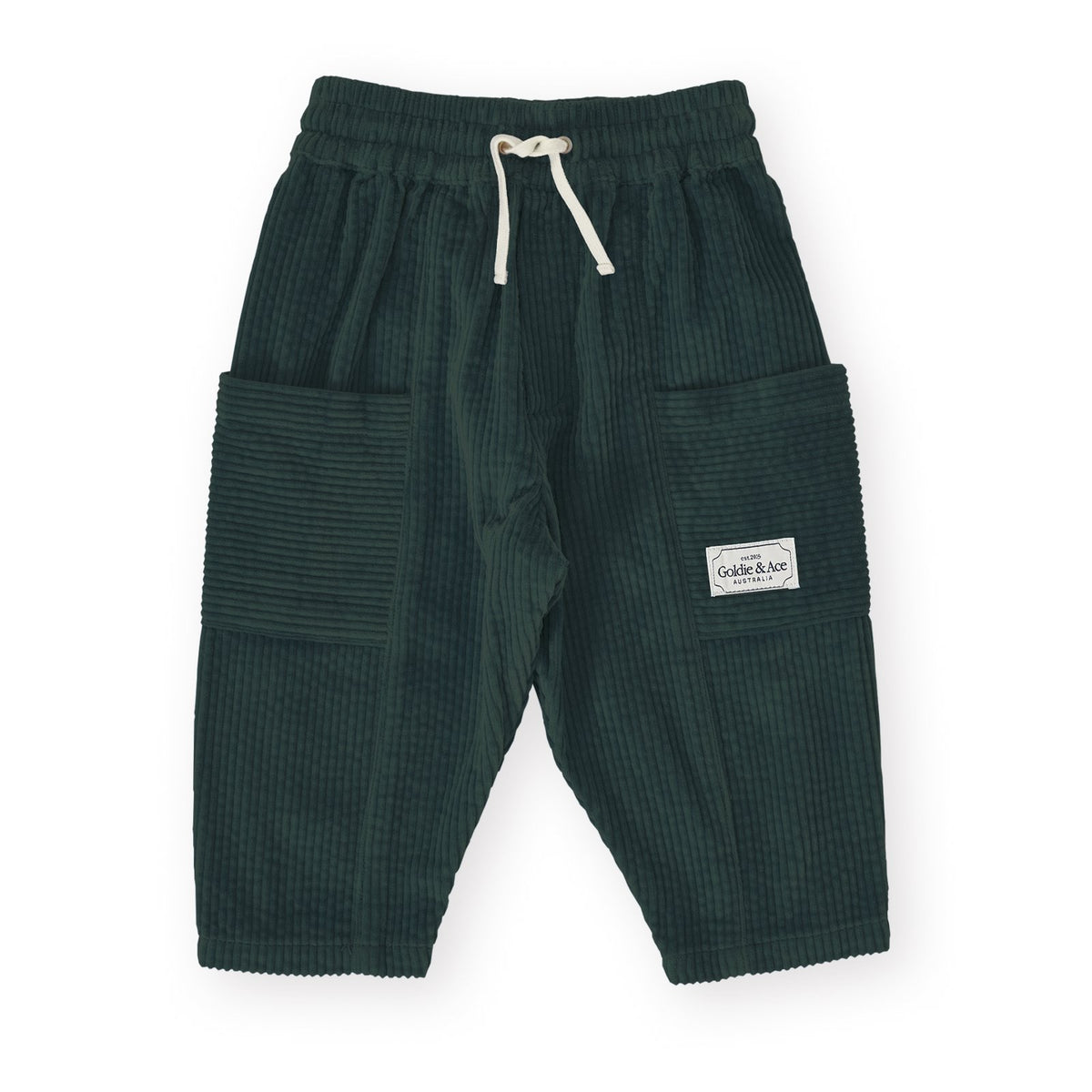 Goldie &amp; Ace Kit Corduroy Pocket Pant Moss, product flat lay