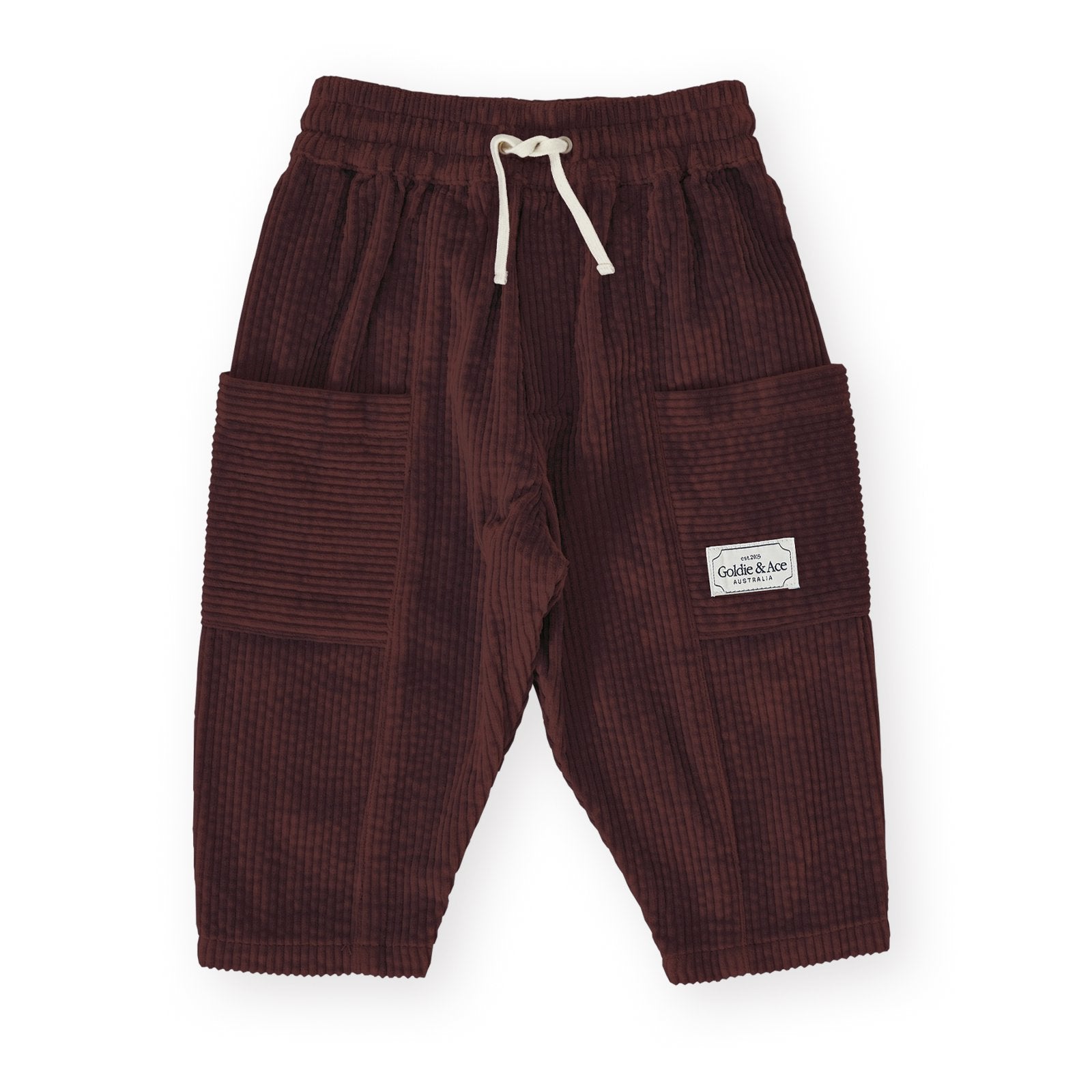 Goldie & Ace Kit Corduroy Pocket Pant Brown, product flat lay